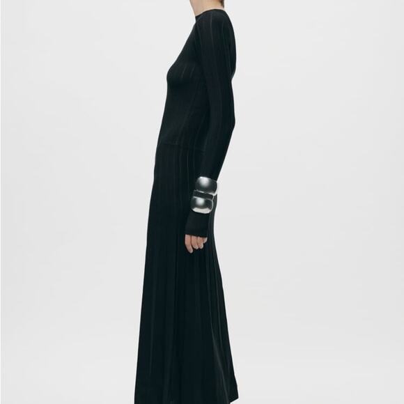ZARA LONG PLEATED KNIT DRESS - Picture 6 of 12